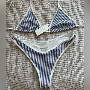 Frankie’s Bikini blue and white stripe micro bikini NWT never worn.